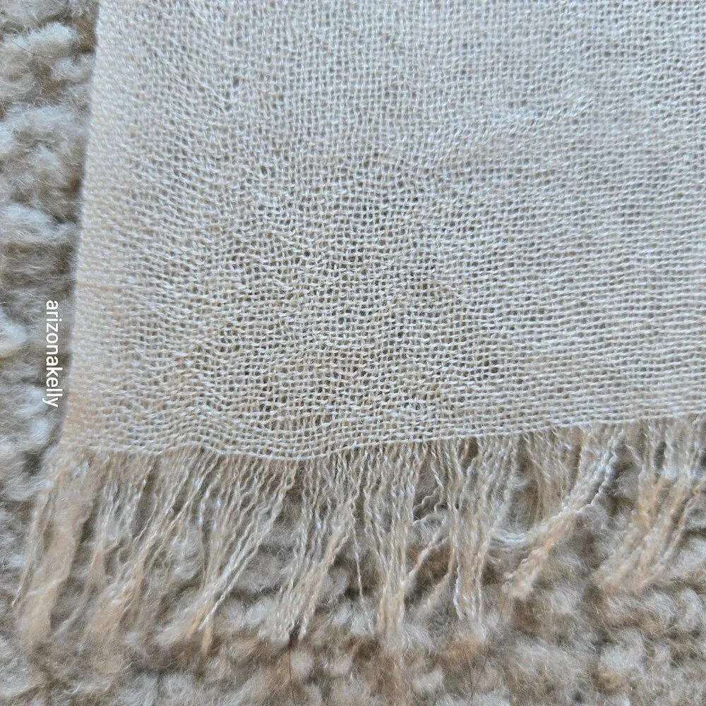 NWOT Silk & Cashmere Gradient Wrap Scarf Ombre Brown to Natural